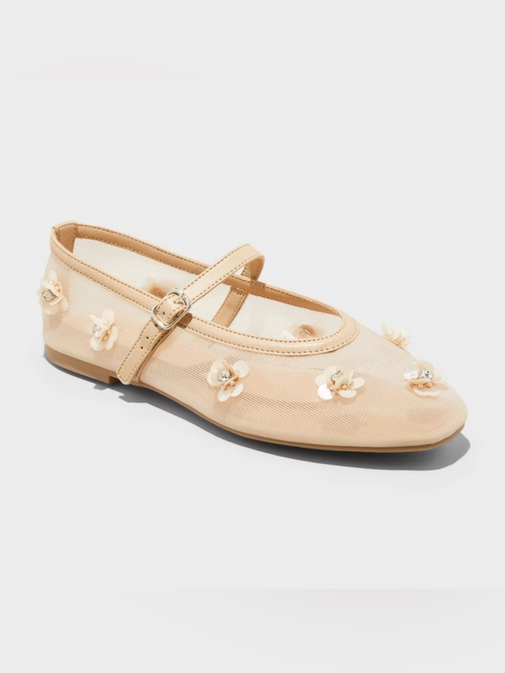 a new day Beige Floral Mary Jane Flats